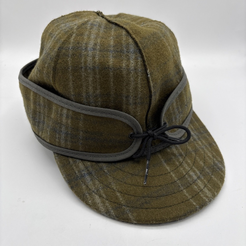 The Original Stormy Kromer Hat Size 7 1/4 Green Plaid Wool Blend - Made in USA